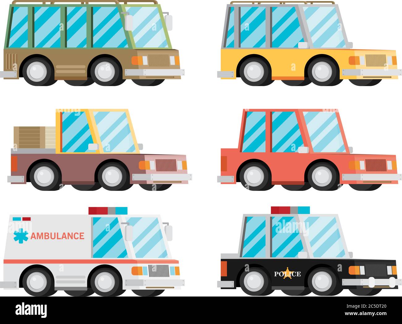 Dessin animé transport voiture icône de véhicule Design élégant rétro Flat Vector Illustration Illustration de Vecteur