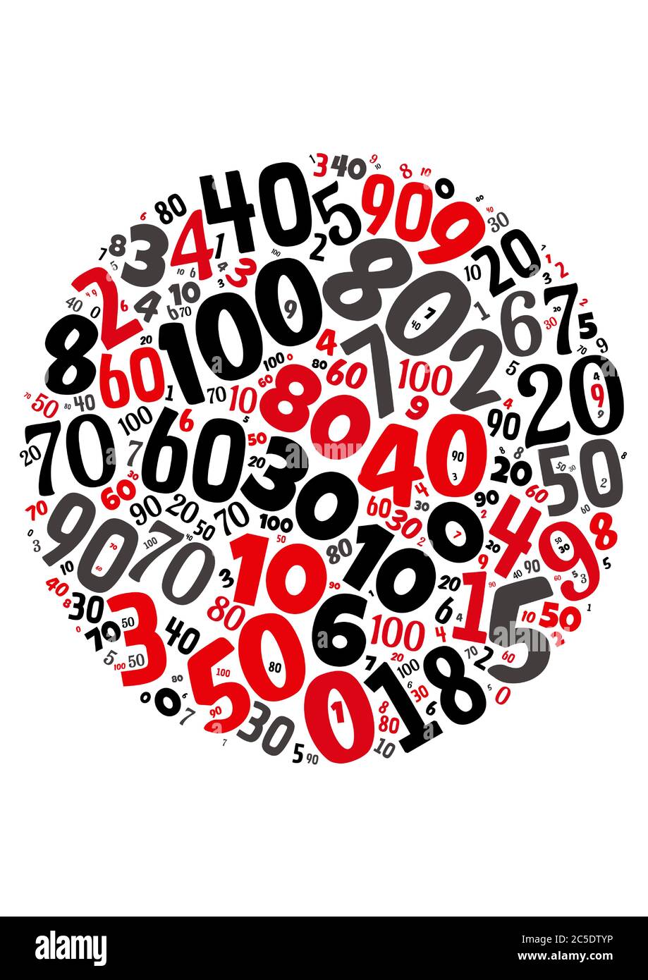 Illustration d'un nuage de mots avec des mots représentant des nombres et des chiffres Illustration de Vecteur