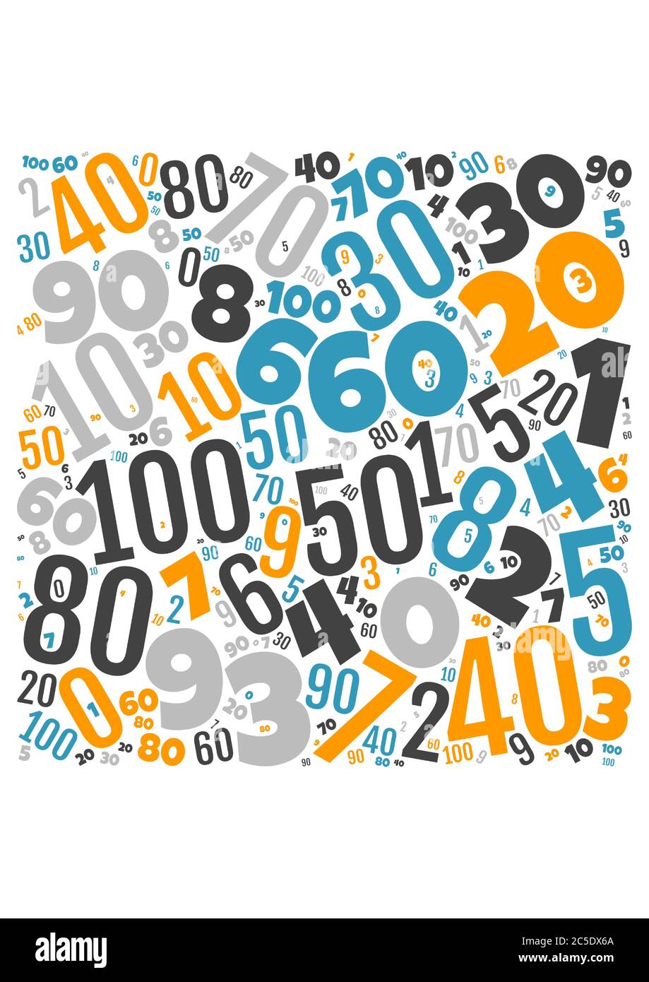 Illustration d'un nuage de mots avec des mots représentant des nombres et des chiffres Illustration de Vecteur