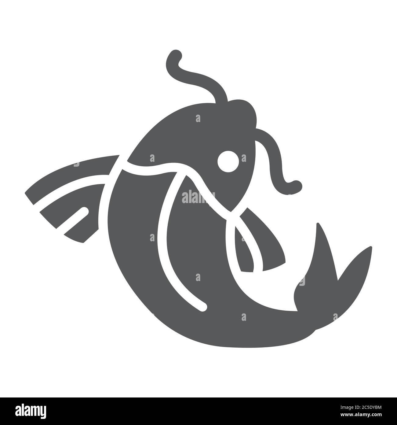 Icône de glyphe de carpe de koï, nourriture et mer, signe de poisson de koï, graphiques vectoriels, un motif solide sur fond blanc. Illustration de Vecteur