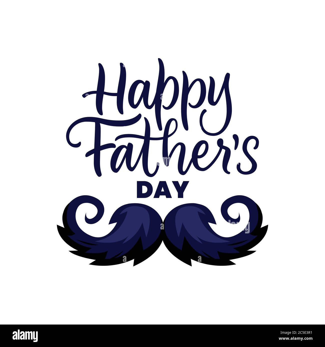 Happy Pères Day carte de voeux abstraite fond avec moustache homme et lettrage calligraphie dessiné à la main. Bannière, affiche ou impression de Noël Illustration de Vecteur