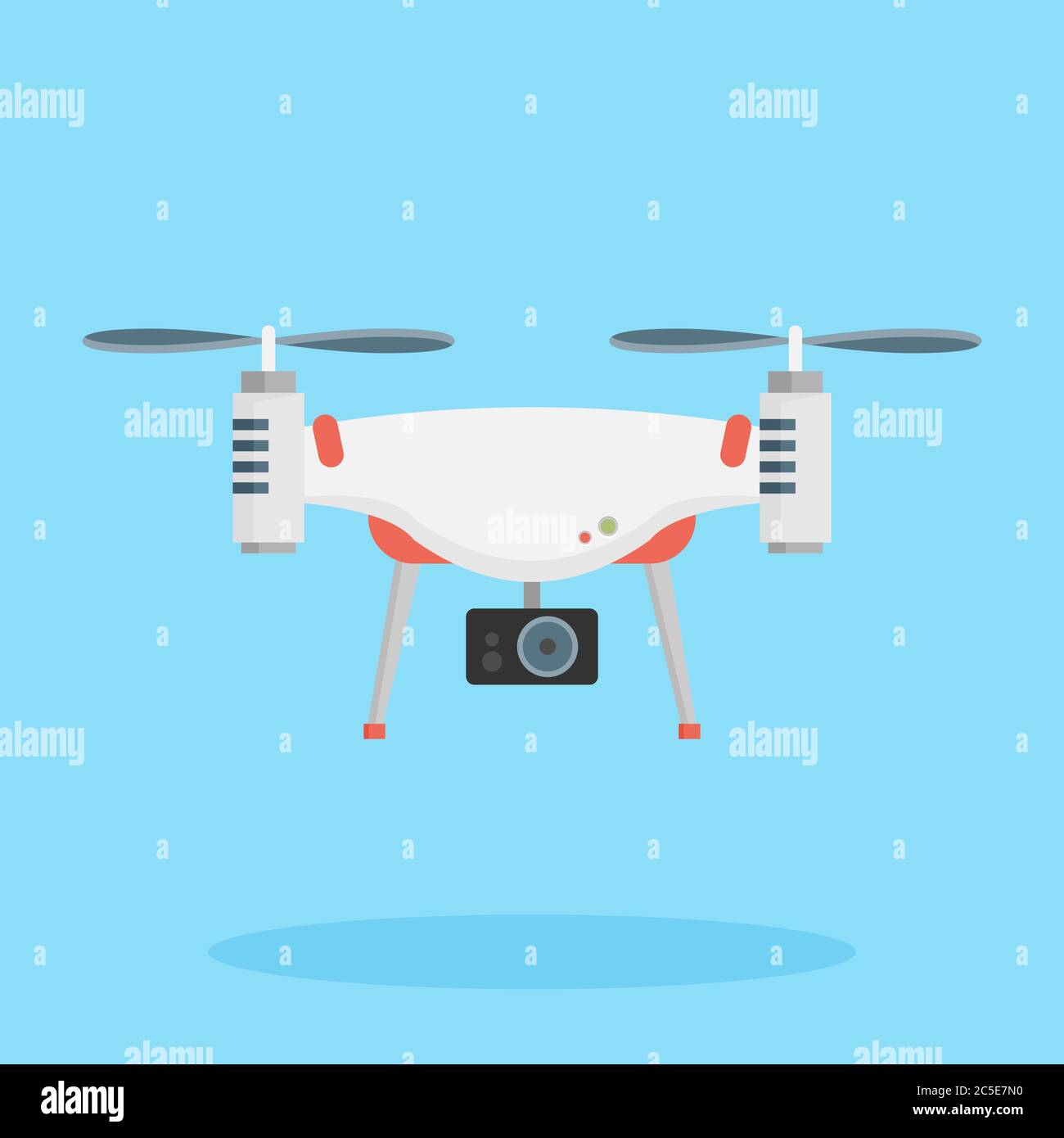 Drone avec un appareil photo prise de photos ou enregistrement vidéo . Illustration vectorielle sur fond isolé. Conception plate. Illustration de Vecteur