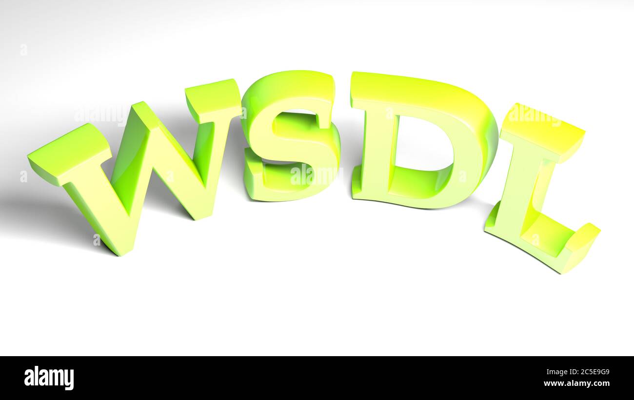 WSDL vert Bent write sur fond blanc - illustration de rendu 3D Banque D'Images