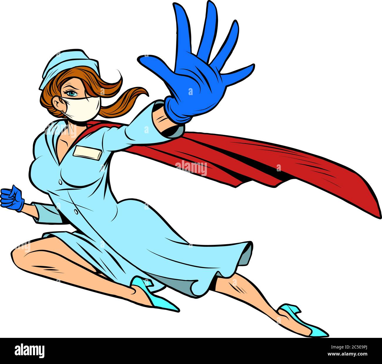 super infirmière de héros vole et protège contre l'épidémie Illustration de Vecteur