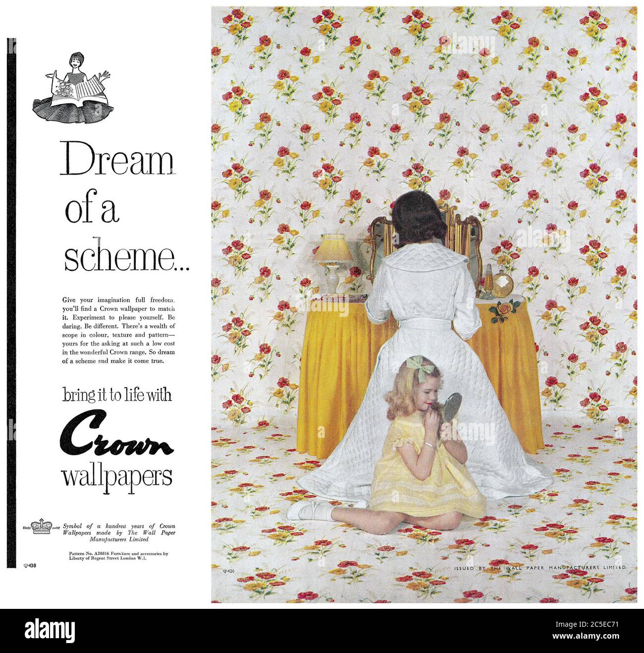 1960 publicité britannique pour les fonds d'écran Crown. Banque D'Images