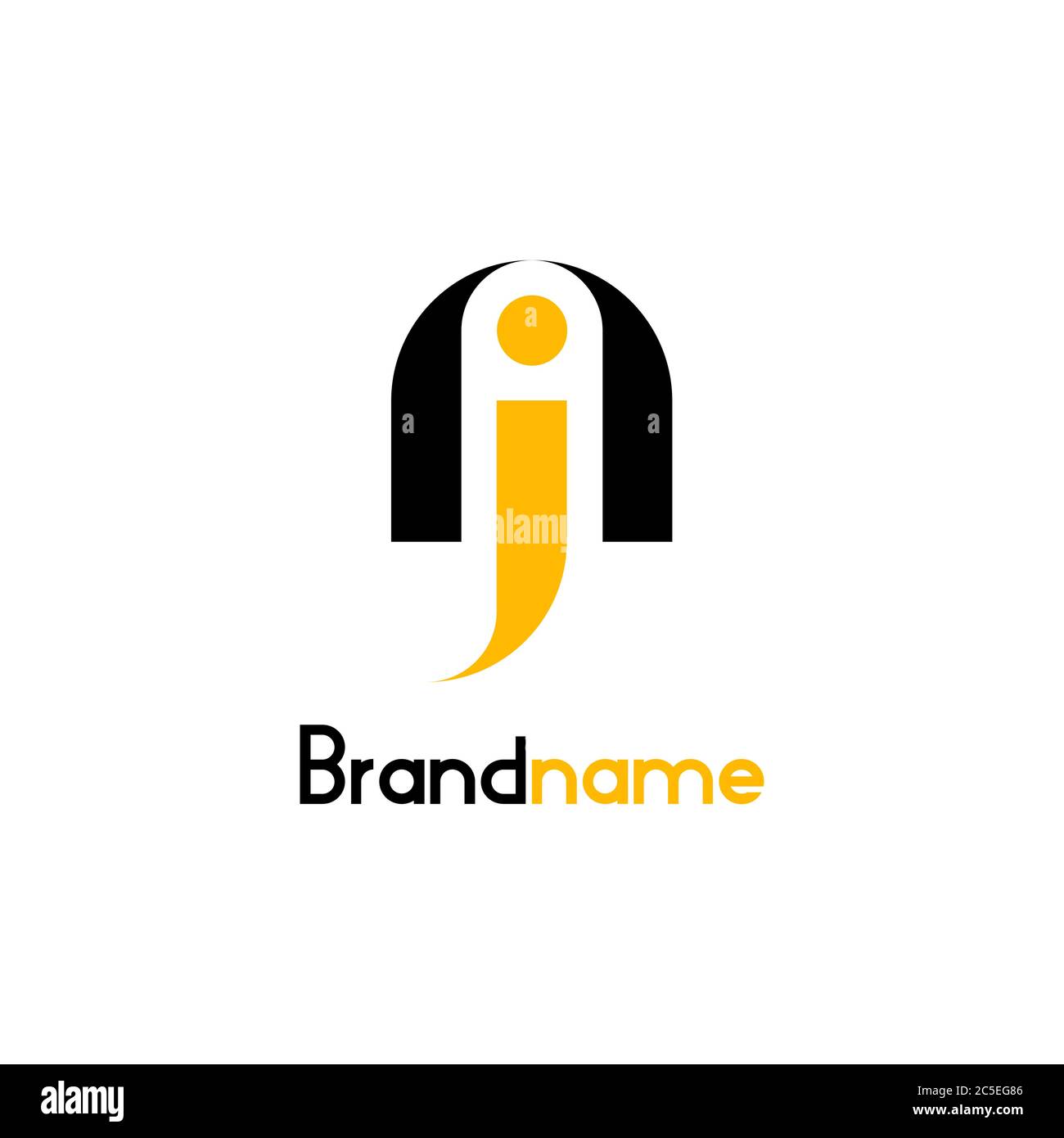 Modèle de logo graphique AJ de la lettre initiale, isolé sur fond blanc. Illustration de Vecteur