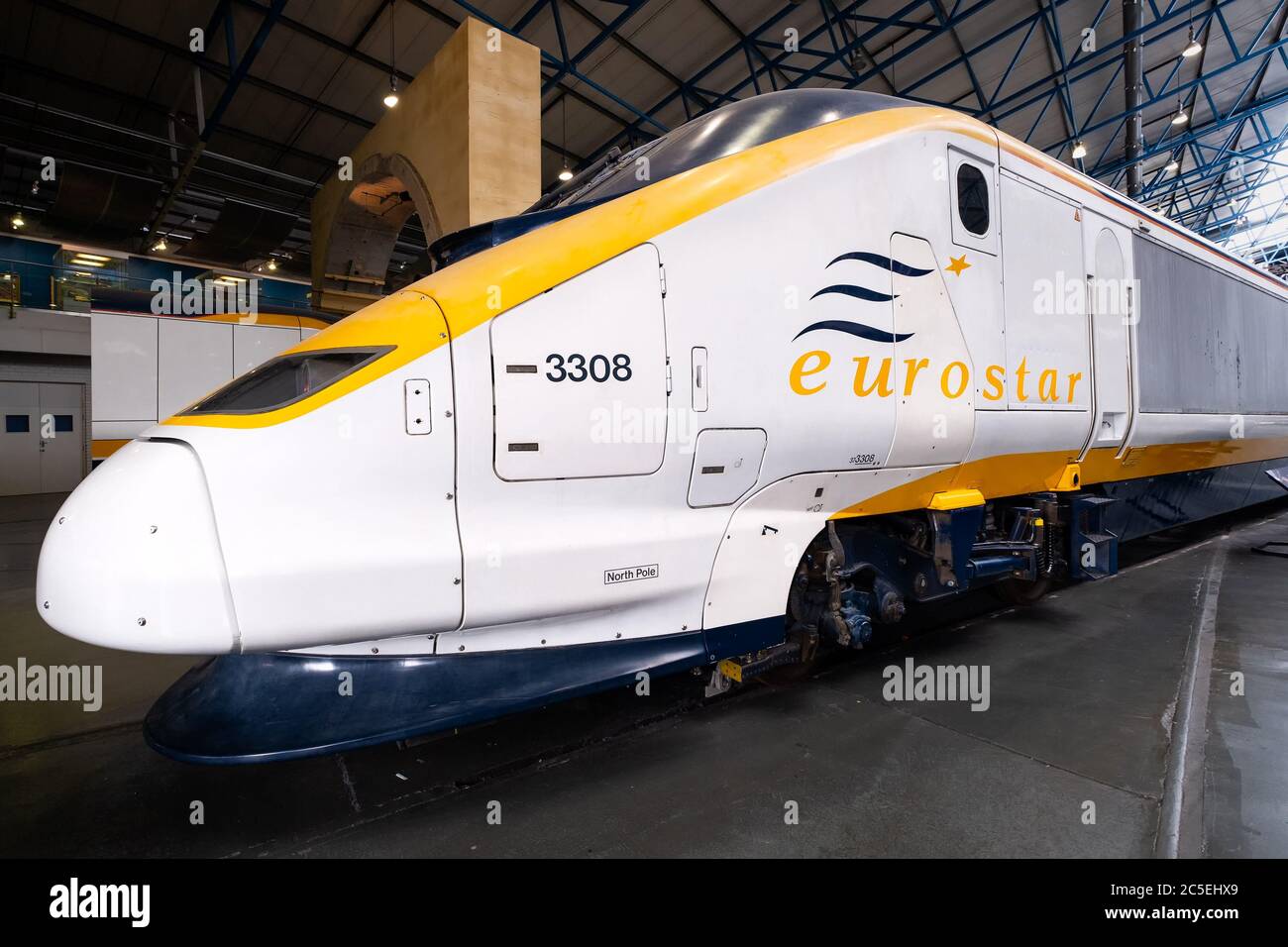 Trains Eurostar classe 373 au Musée National des chemins de fer de York Banque D'Images