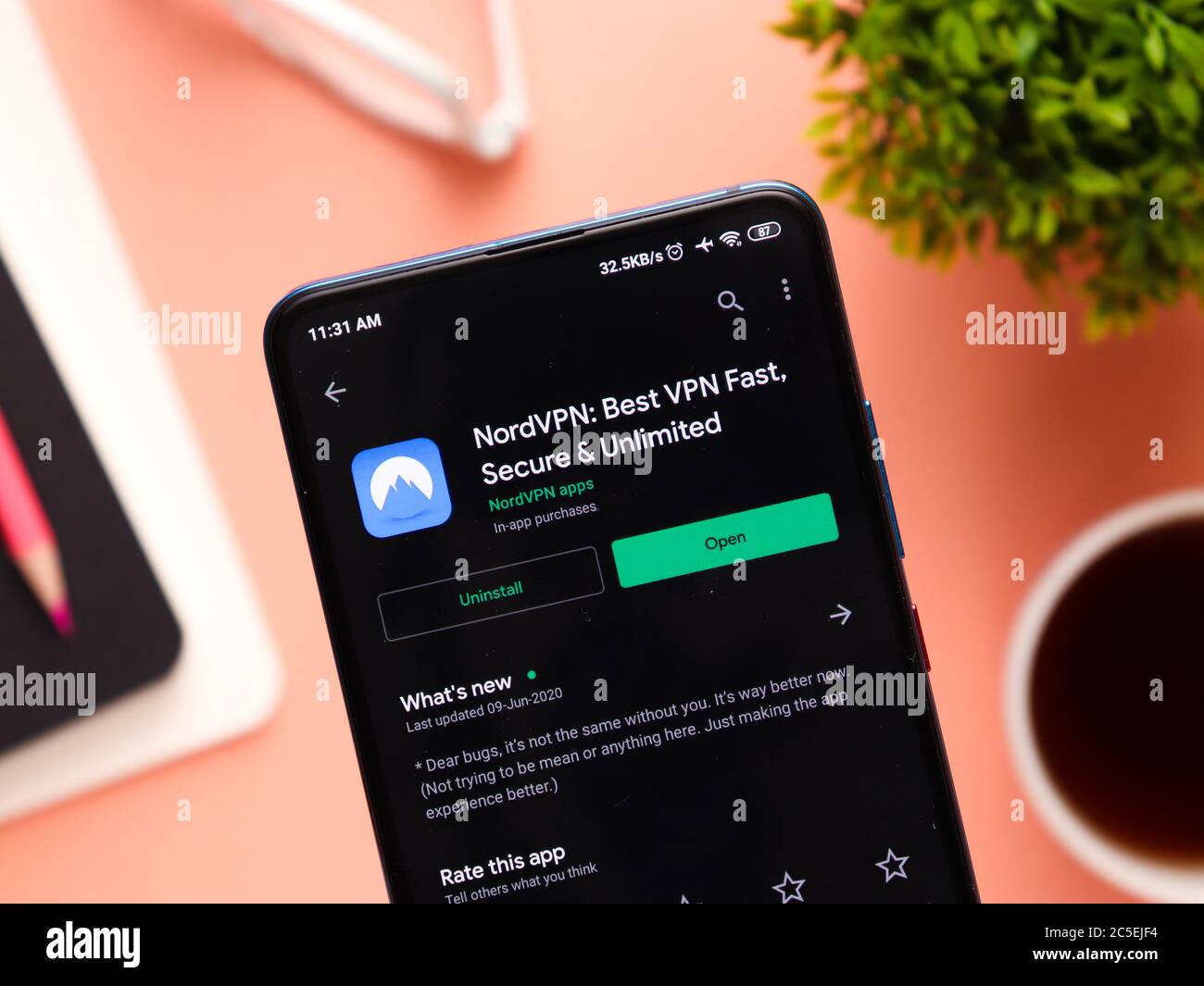 Assam, inde - 1 juillet 2020 : Nord vpn pour un Internet sûr et de qualité. Banque D'Images