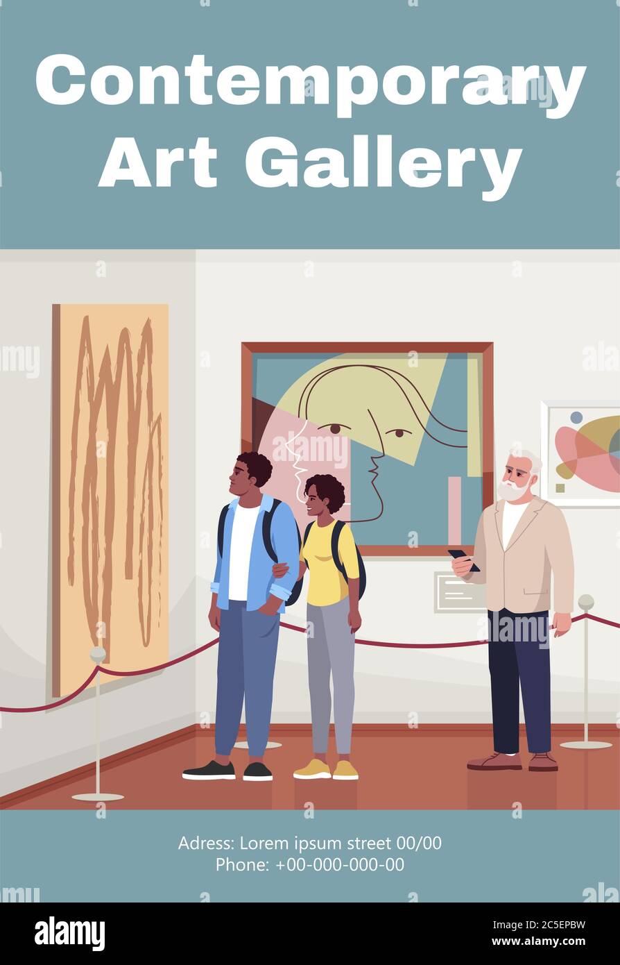 Modèle d'affiche de galerie d'art contemporain Illustration de Vecteur