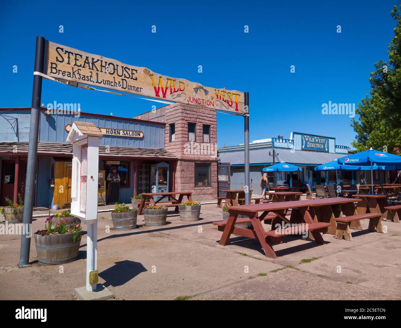 Williams Arizona USA Downtown City sur la route historique 66 et le Grand Canyon Railway Banque D'Images