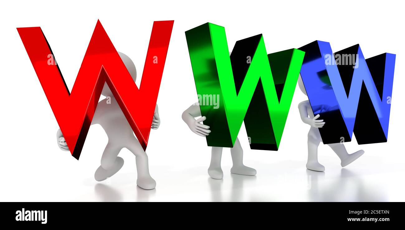 Www - lettres colorées - illustration 3D Banque D'Images