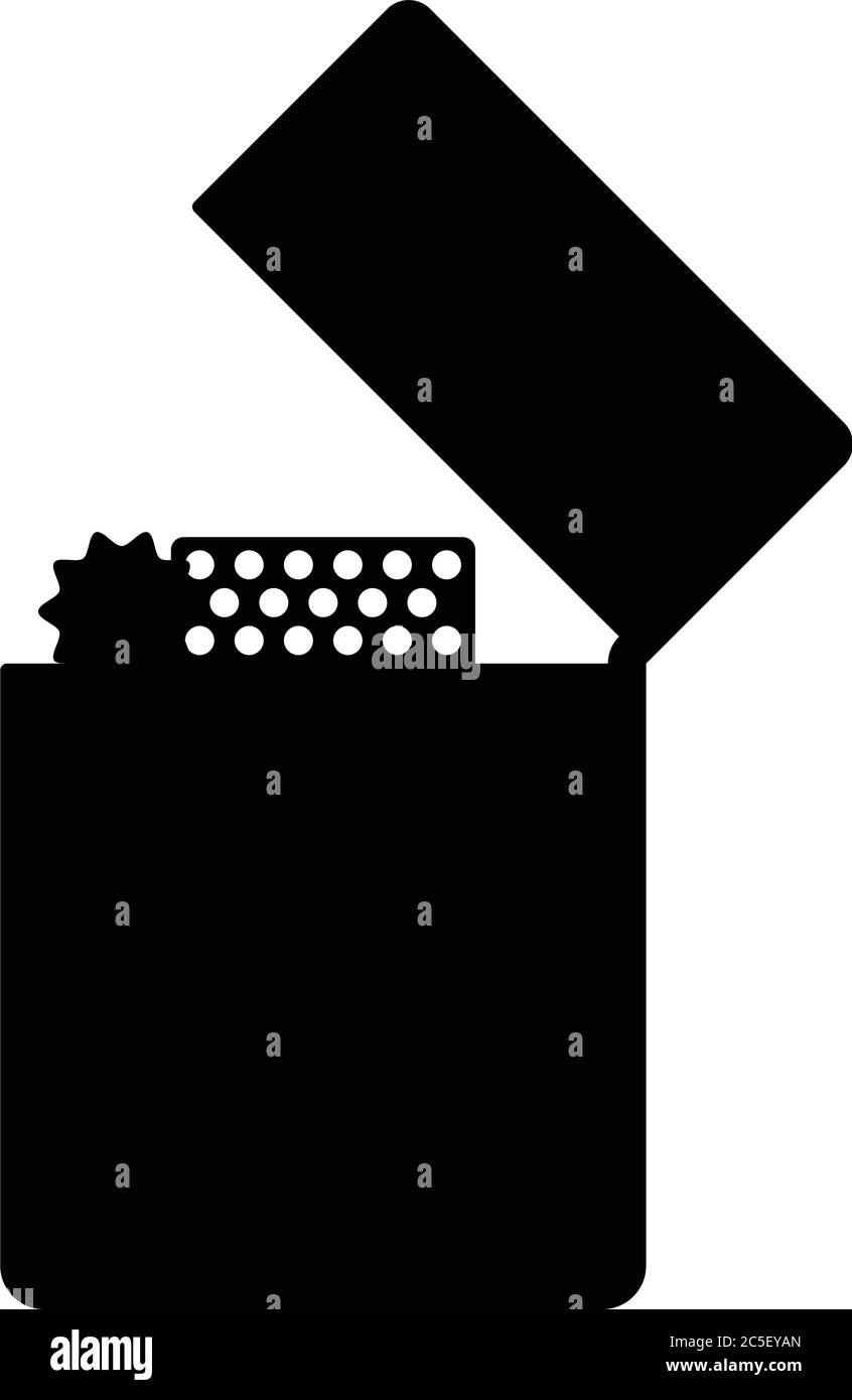 Silhouette d'allume-cigare noir.Icône de l'équipement de feu rétro à l'ancienne.Illustration vectorielle. Illustration de Vecteur