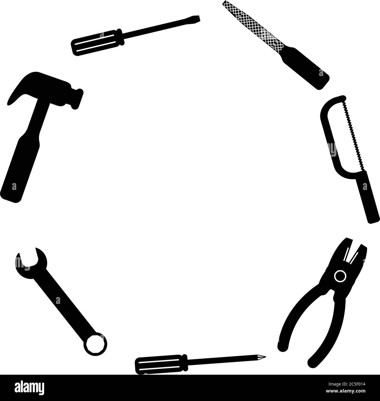 Outils de travail scie noire clé à frapper jeu d'icônes de tournevis Handyman Services boîte à outils Illustration vectorielle Illustration de Vecteur Outils de travail scie noire clé à frapper jeu d'icônes de tournevis Handyman Services boîte à outils Illustration vectorielle Illustration de Vecteur