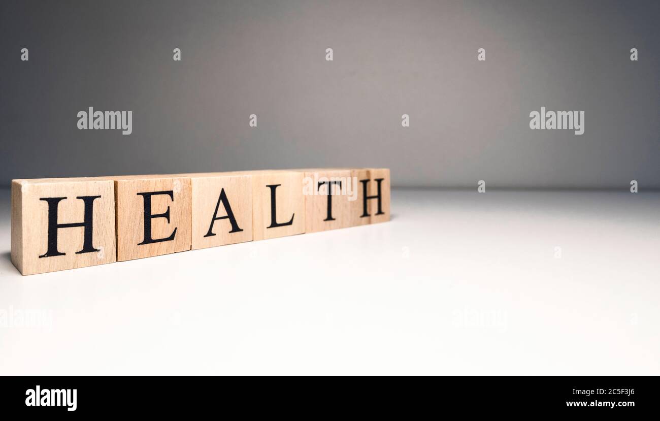 Texte de santé mentale de cubes en bois. Consépt sur la santé. Banque D'Images