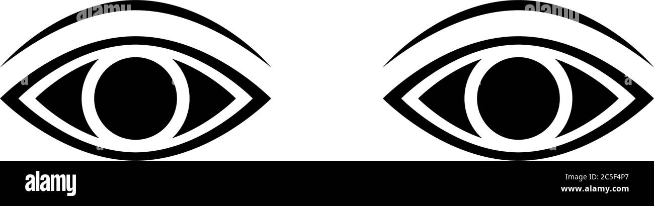 Icône yeux et sourcils noirs vecteur Illustration Afficher les globes oculaires symbole de vision circulaire Illustration de Vecteur