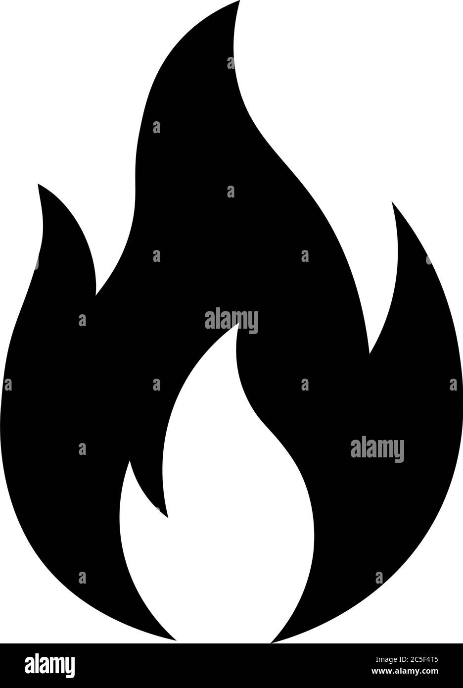 Symbole de vecteur de flamme de feu icône noire isolée sur fond blanc symbole inflammable chaud Illustration de Vecteur