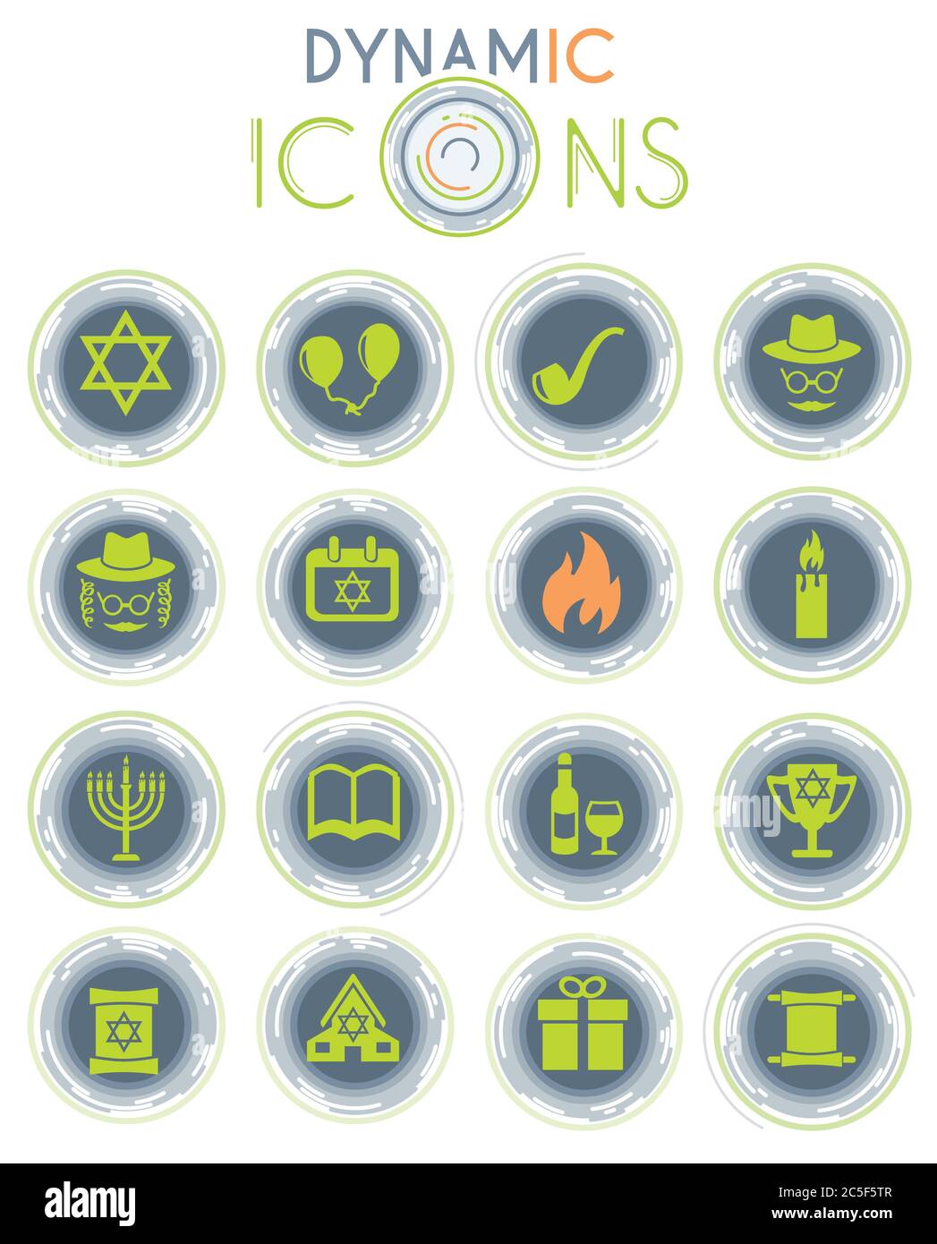 icônes dynamiques hanukkah Illustration de Vecteur