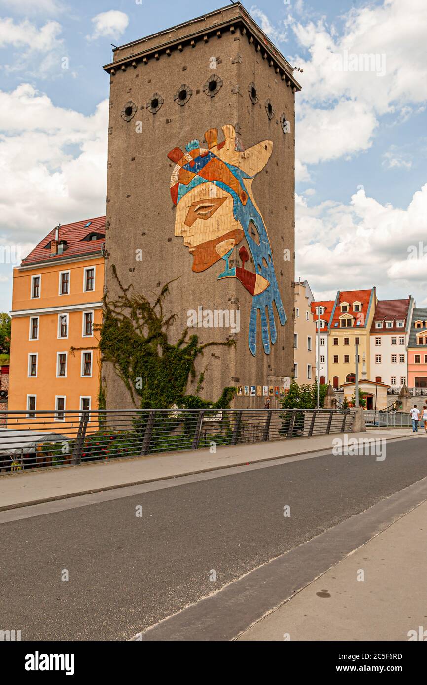 Brasserie de la vieille ville du côté polonais de la ville de Gorlitz, en Allemagne Banque D'Images