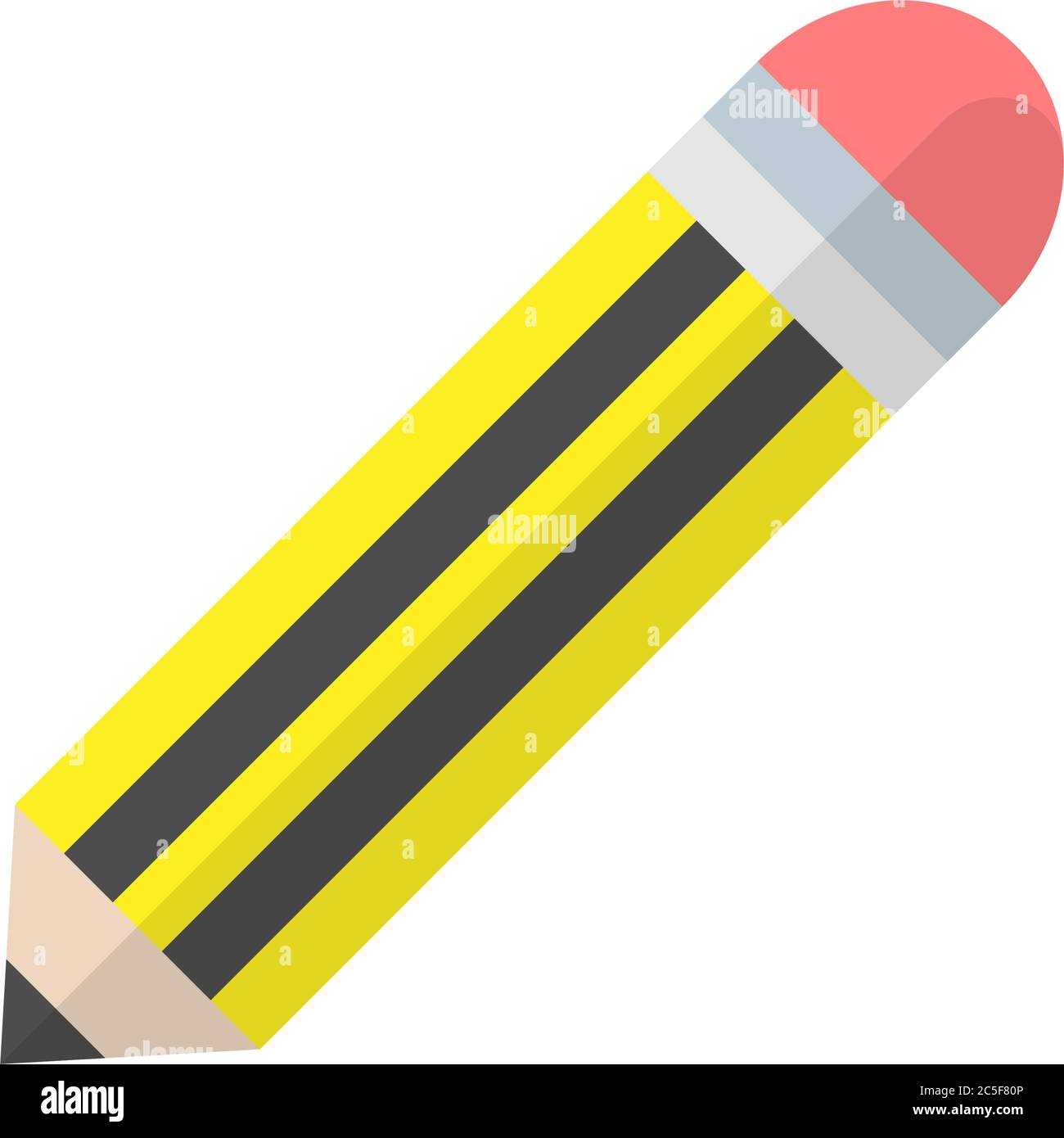 Crayon avec gomme icône papeterie écrire instrument vecteur illustration équipement scolaire symbole Illustration de Vecteur