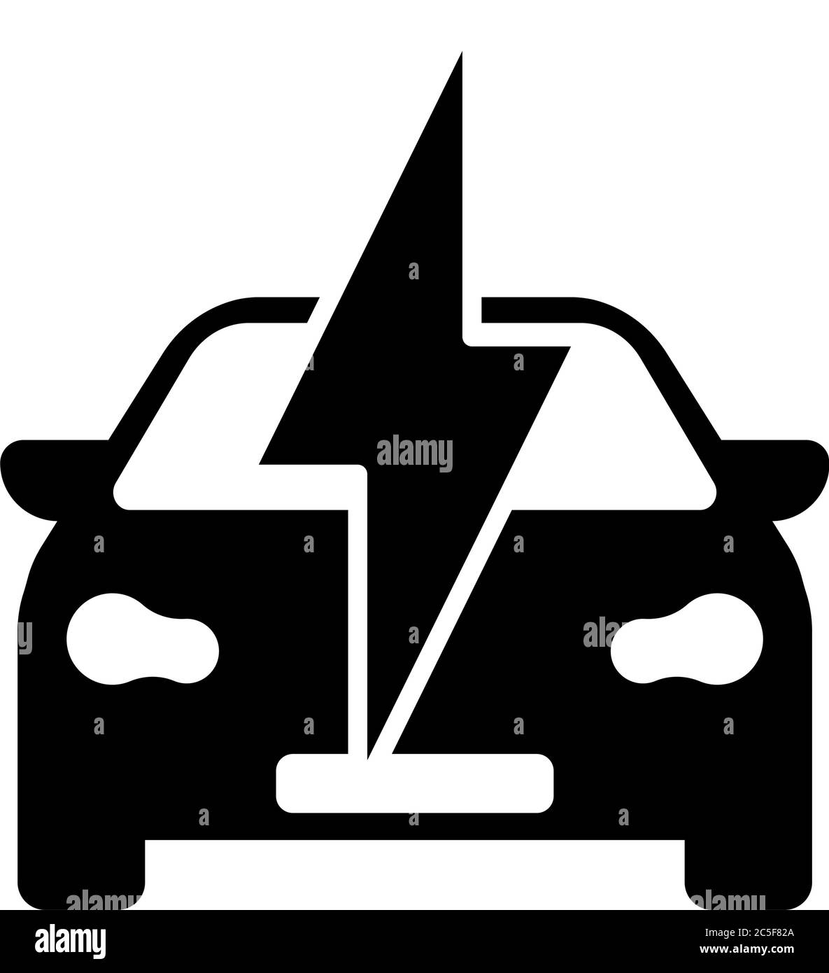 Icône de voiture électrique véhicule hybride logo concept. Vert éco-respect de l'environnement automobile symbole noir sur fond blanc illustration vectorielle Illustration de Vecteur