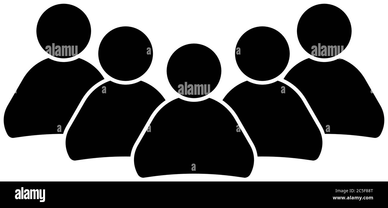 Illustration vectorielle de l'icône du travail d'équipe de cinq personnes représentant un symbole de coopération commerciale Illustration de Vecteur