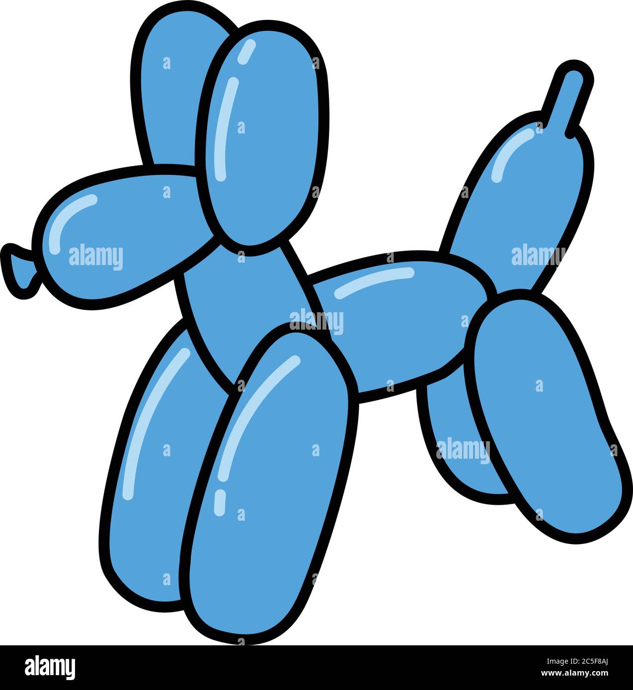 Adorable chien ballon dessin animé bleu animal vecteur illustration enfants fête d'anniversaire Illustration de Vecteur