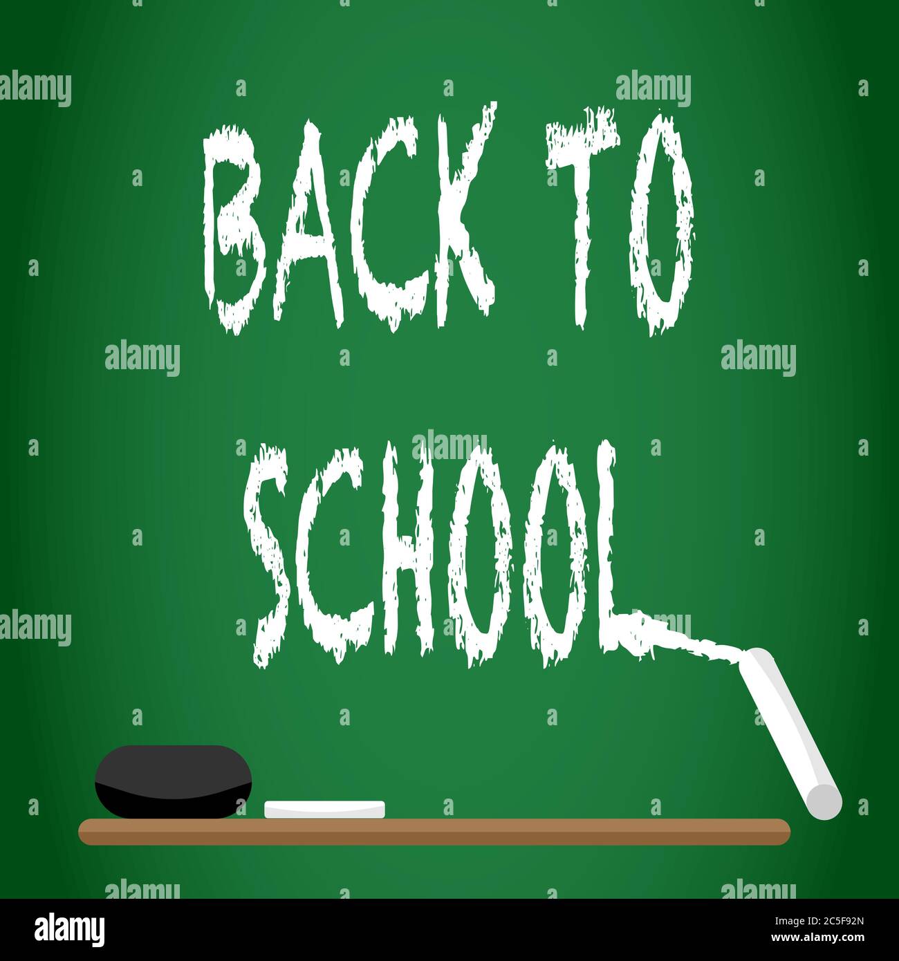 Retour à l'école texte dessin par craie sur un vert Tableau noir avec gomme illustration vectorielle Illustration de Vecteur