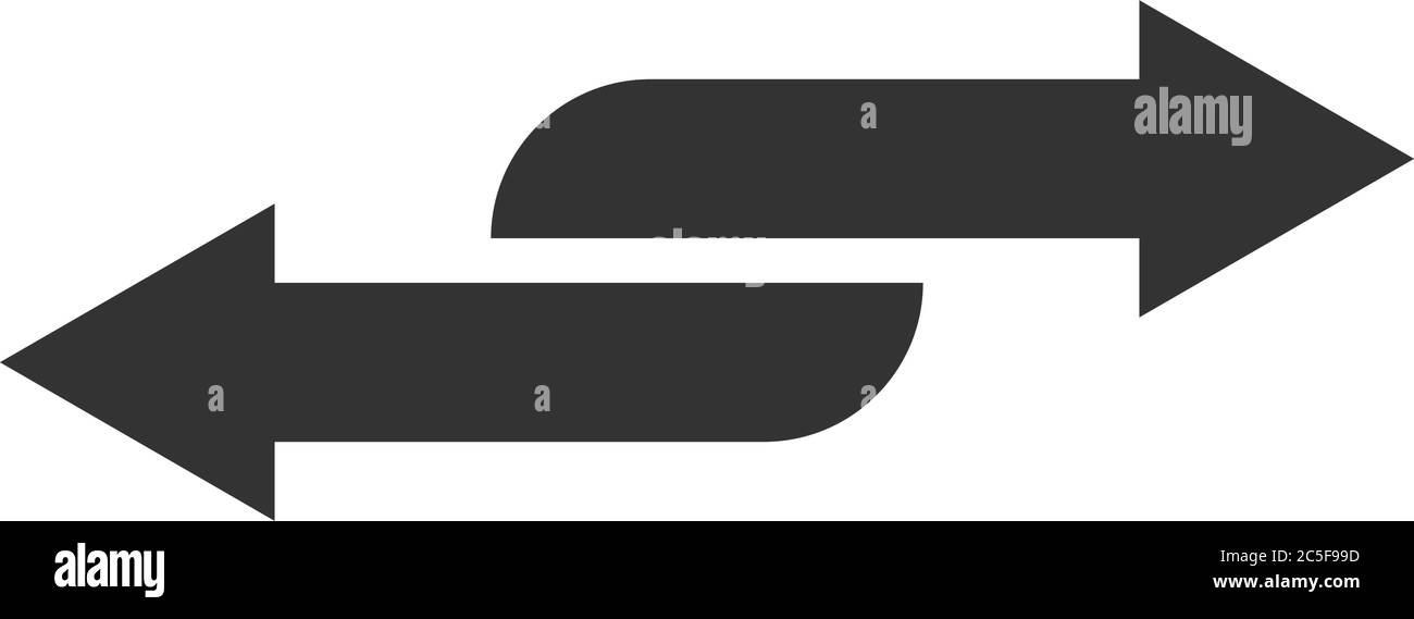 Deux flèches icône Noir et blanc Voyage choix vecteur de guidage Illustration de la décision de navigation isolée Illustration de Vecteur