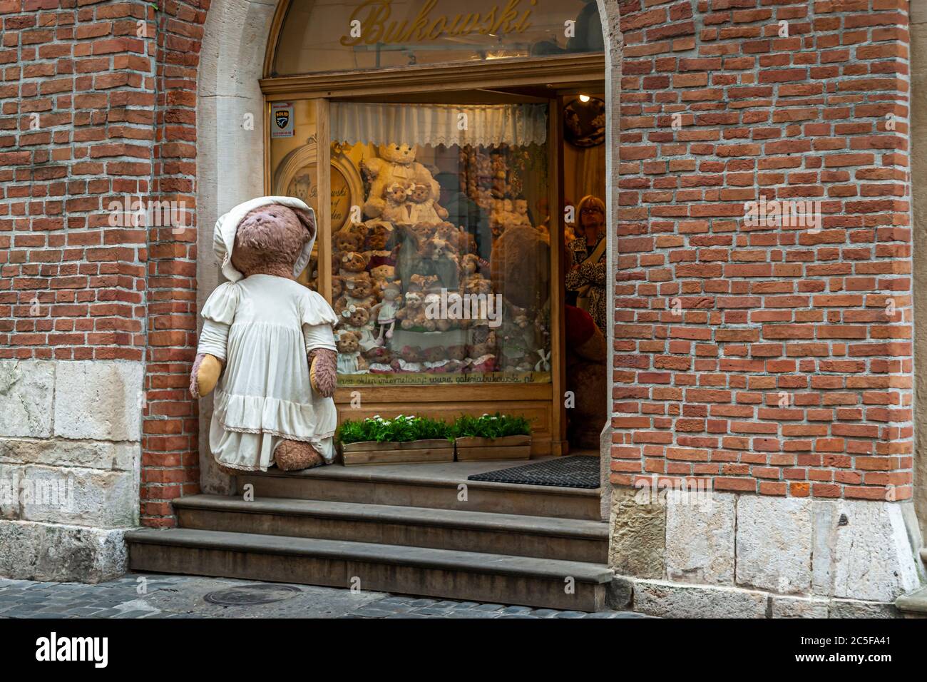 Galeria Bukowski est spécialisée dans les ours en peluche. Cracovie impressions, Cracovie, Pologne Banque D'Images