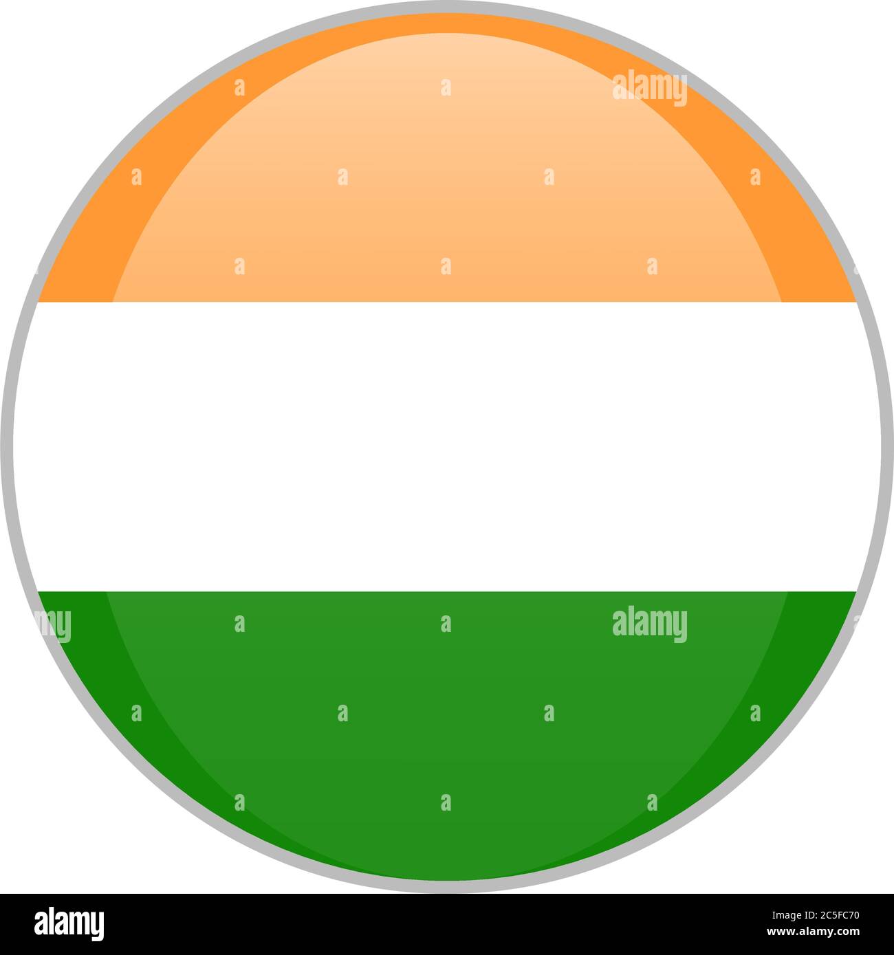 Le drapeau national indien rond icône brillante. Badge Inde isolé sur fond blanc. Illustration de Vecteur