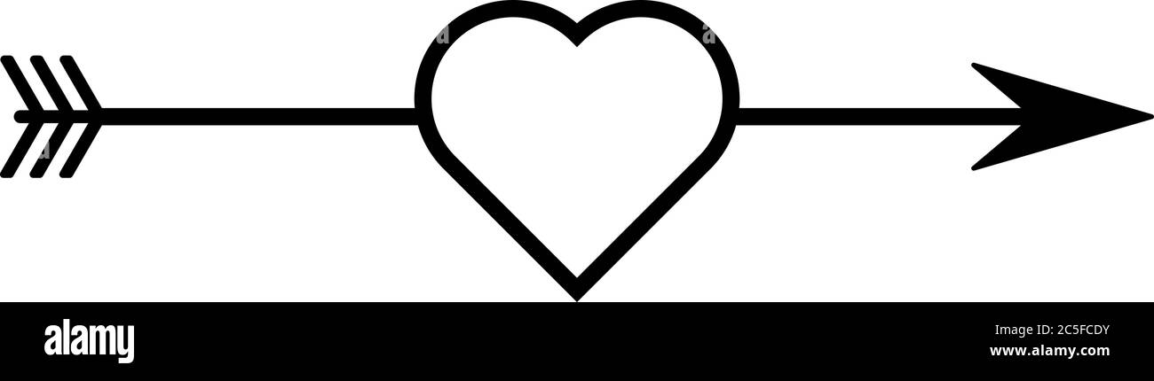 Symbole de coeur et de flèche. Flèche d'amour de cupid. Vecteur de jour de Saint-Valentin icône vecteur isolé. Illustration de Vecteur