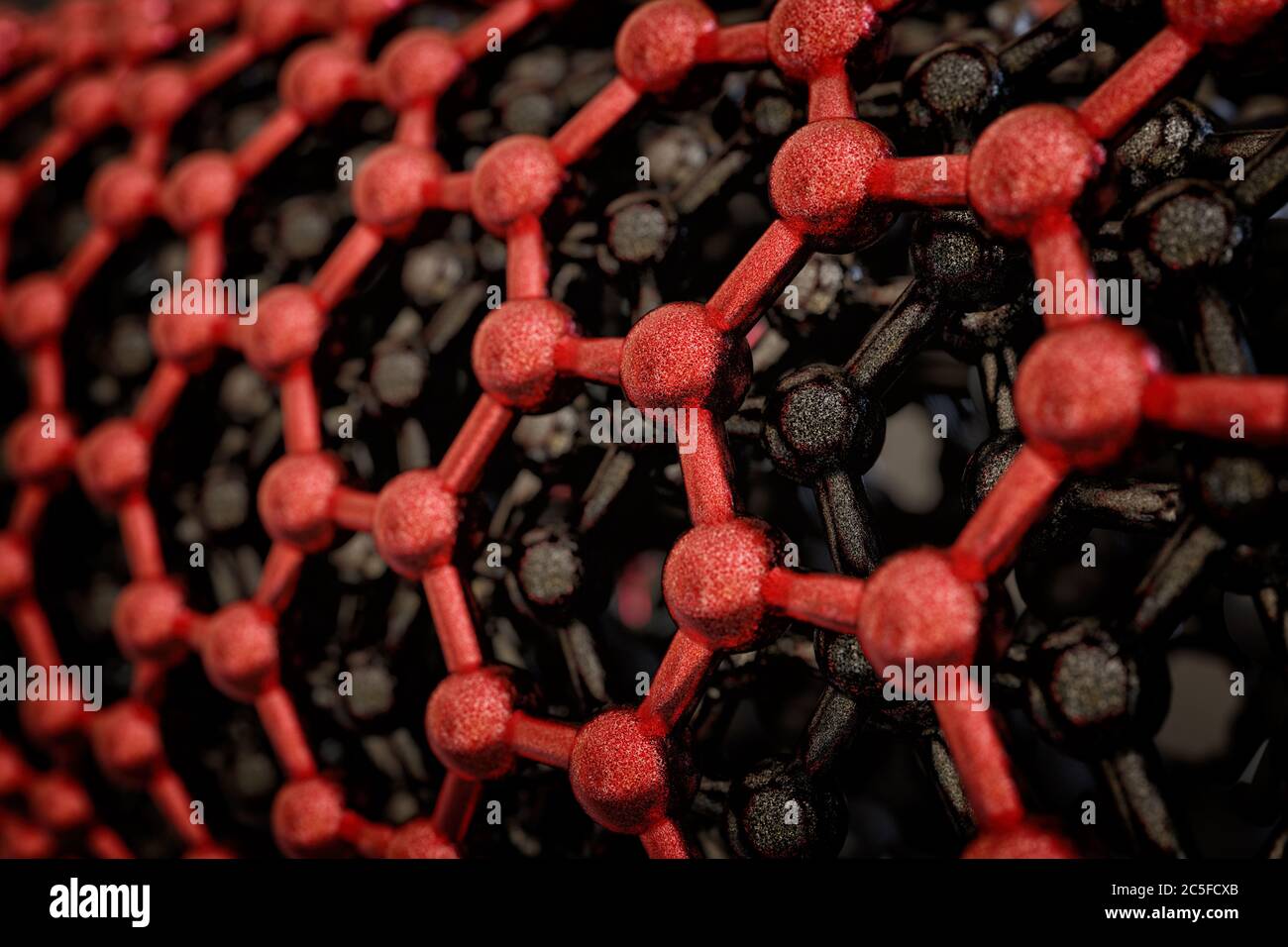 Rendu 3D de la surface rouge du nanotube Banque D'Images