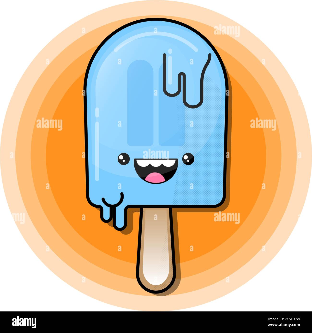 Popsicle visage souriant mignon bleu glace caractère illustration vecteur Illustration de Vecteur