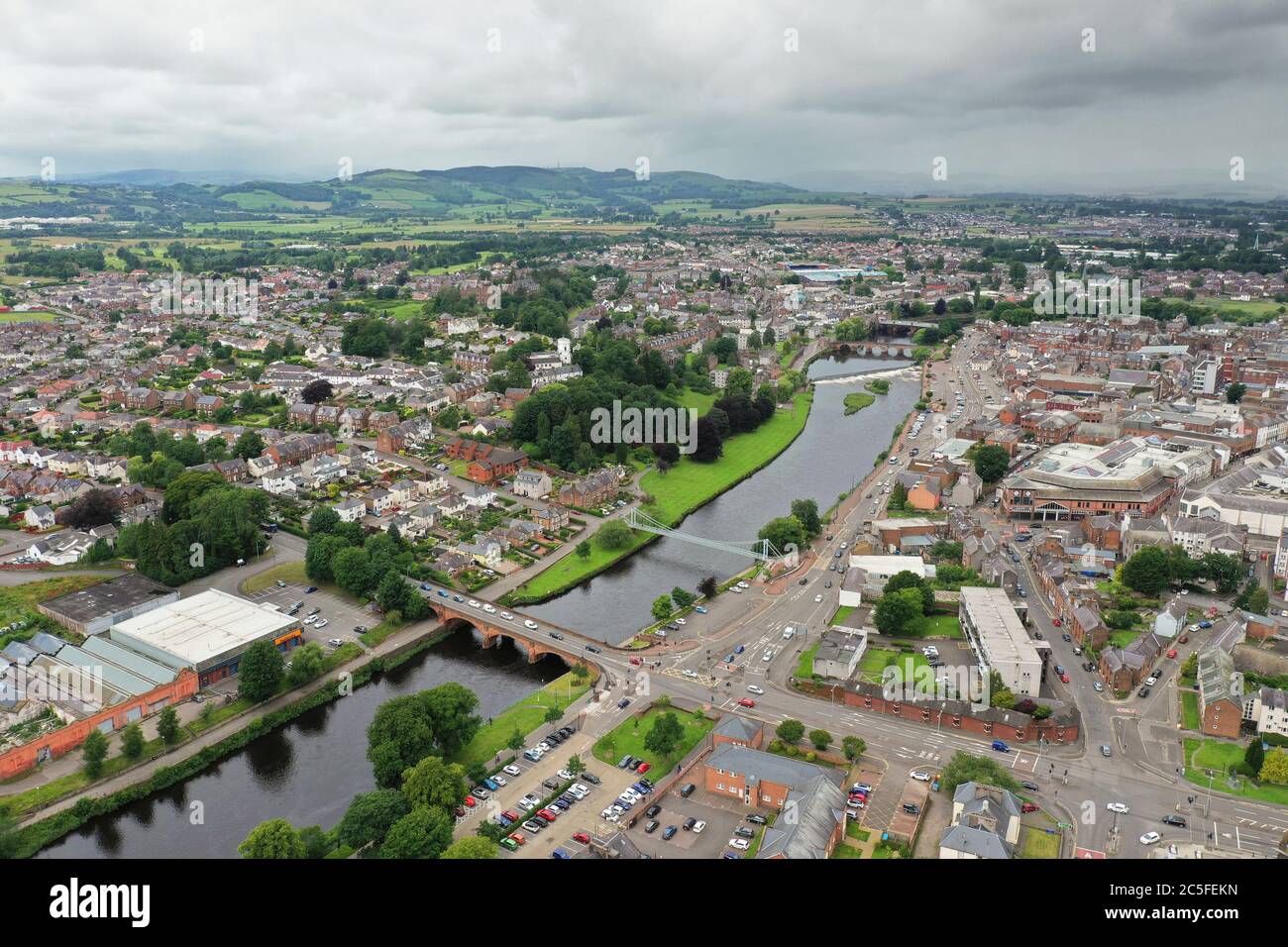 Vue aérienne de Dumfries par drone Banque D'Images