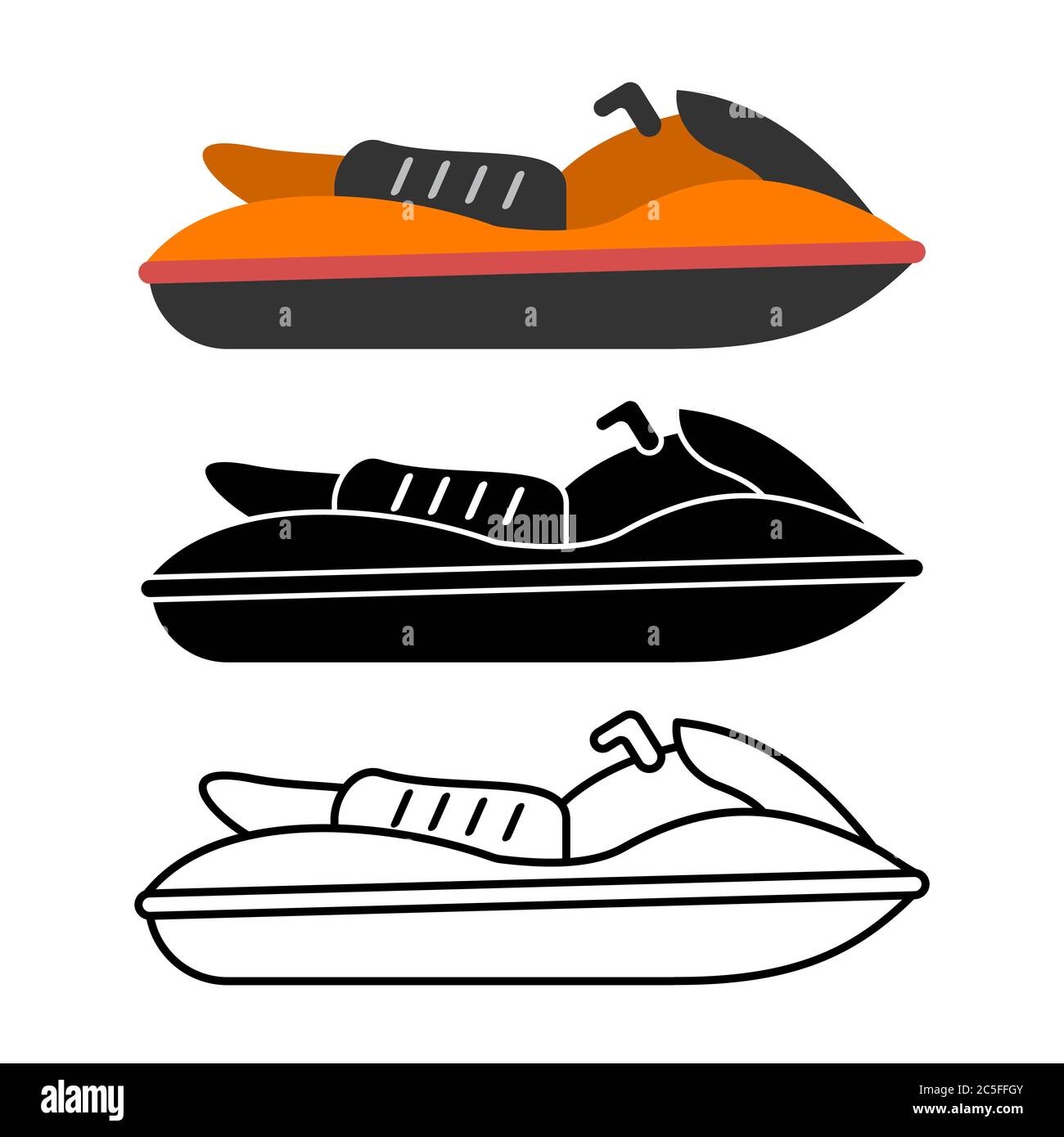 Scooter aquatique sur fond blanc. Jet ski pour le sport nautique, le transport nautique. Illustration vectorielle EPS 10. Illustration de Vecteur