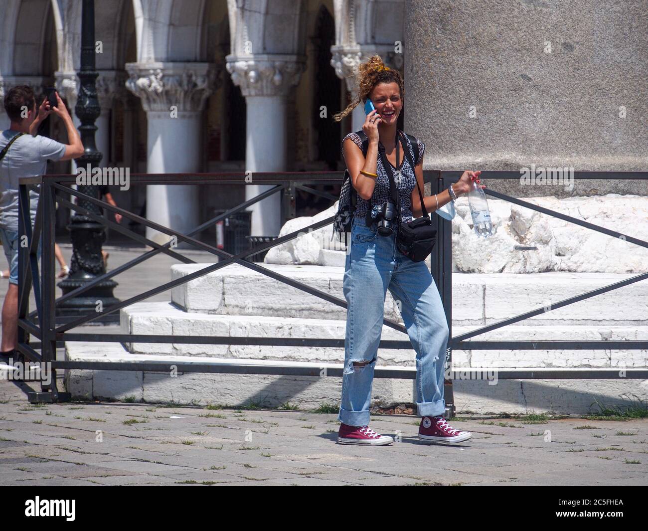 San Marco, Venise, Italie - juillet 2020. Les touristes européens seulement sont lentement de retour dans la Venise déserte après Covid-19 confinement ville lutte pour survivre Banque D'Images