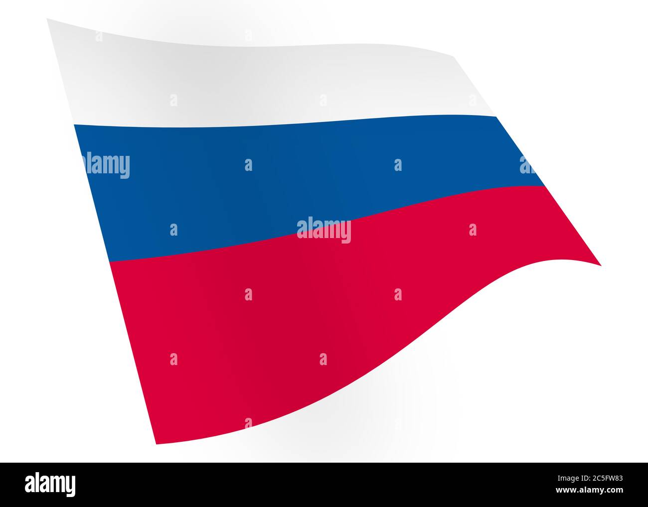 Russie agitant le drapeau de l'image isolée sur blanc avec un chemin de coupure Banque D'Images