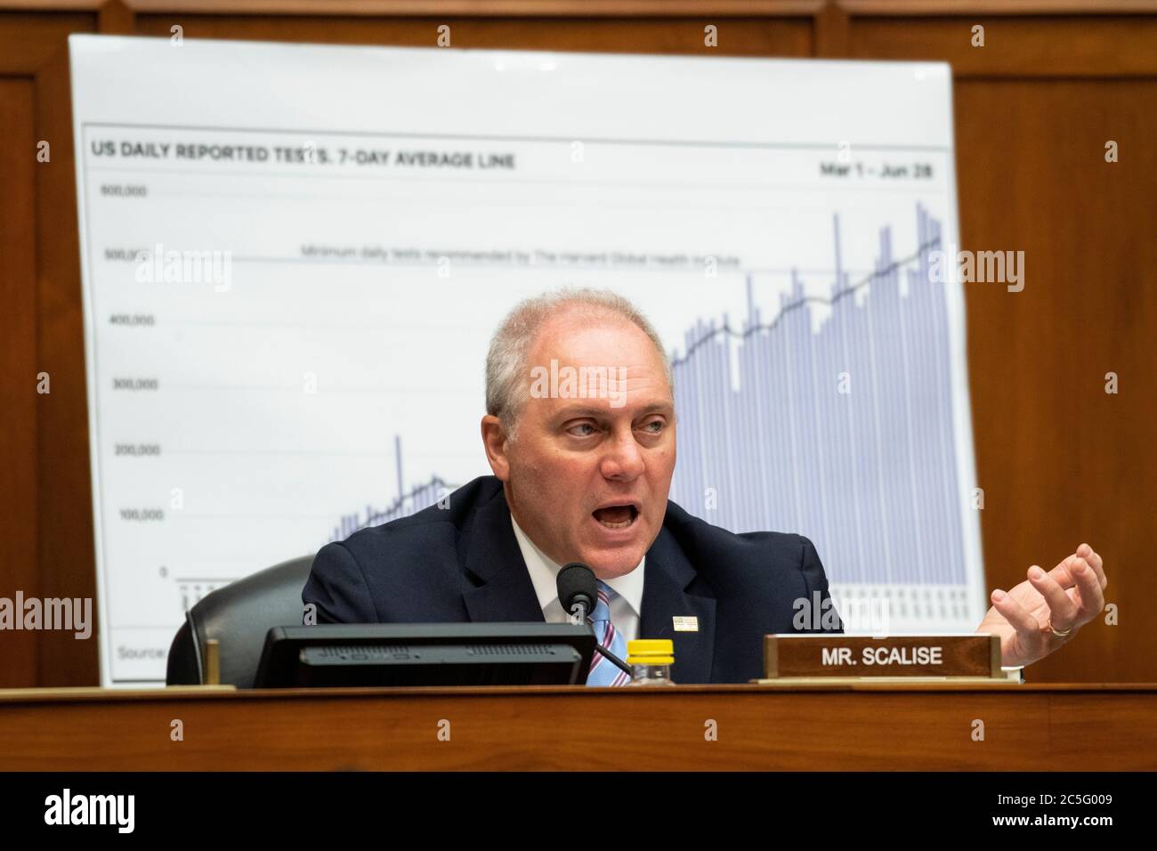 Washington, États-Unis d'Amérique. 02 juillet 2020. Le whip de la minorité de la Chambre des États-Unis Steve Scalise (républicain de Louisiane), parle lors d'une audience du Comité de surveillance et de réforme de la Chambre sur « les efforts de l'Administration pour se procurer, stocker et distribuer des fournitures critiques » au Capitole de Washington le jeudi 2 juillet 2020.Credit: Caroline Brehman/Pool via CNP | usage Worldwide Credit: actualités en direct de dpa/Alay Banque D'Images