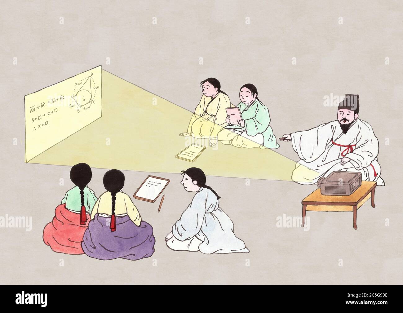 Style pop art coréen rétro, concept d'éducation traditionnelle illustration 002 Illustration de Vecteur