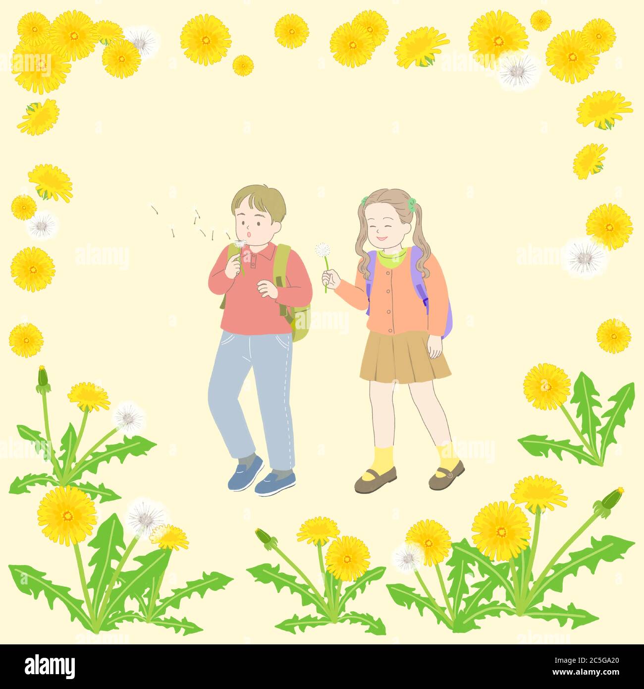 Cadre floral printemps avec Happy People illustration 011 Illustration de Vecteur