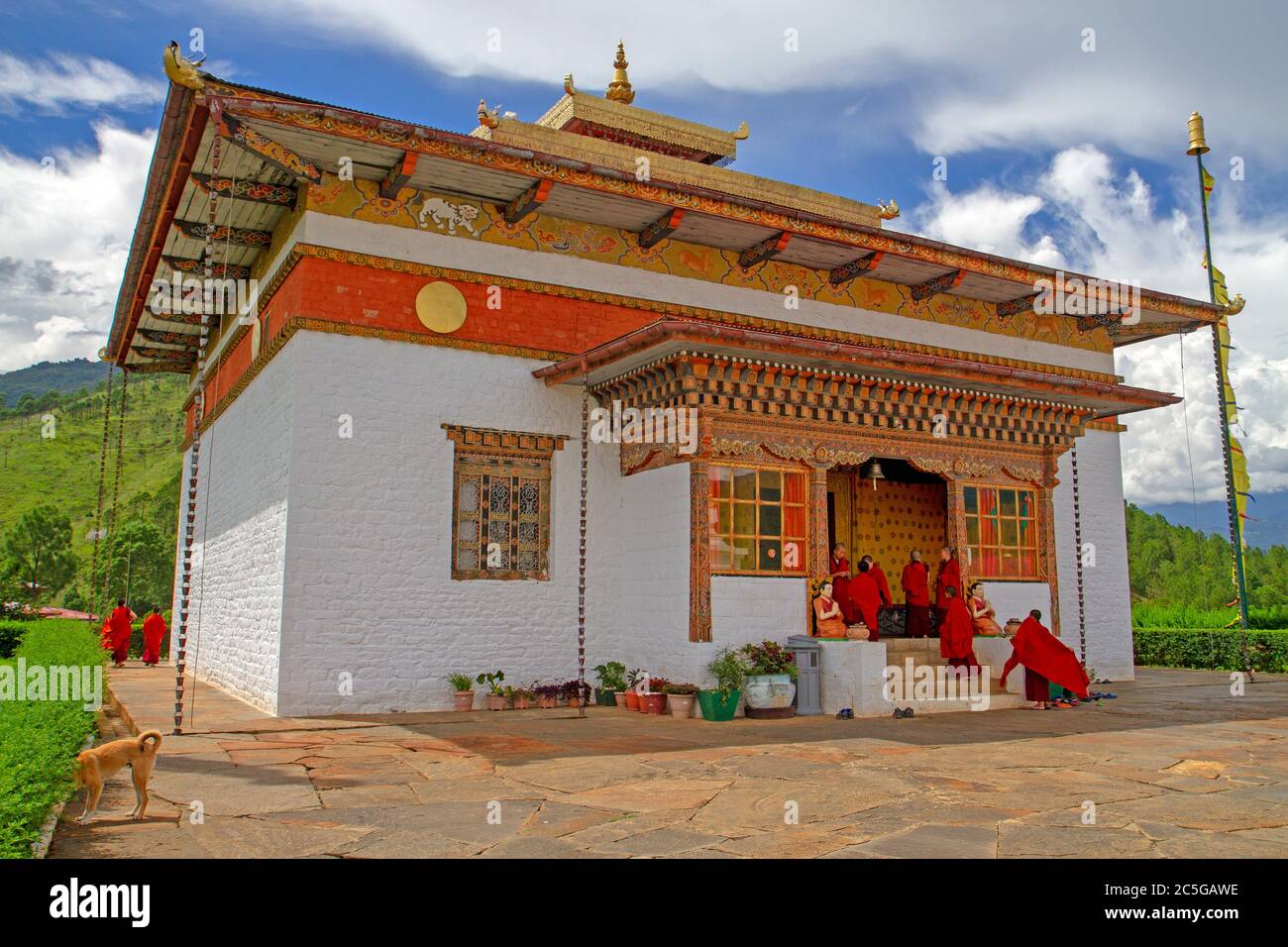 Sangchen Dorji Lhundrup Koeling Buddhiboum College for Nuns dans la vallée du Mo Chhu, Bhoutan Banque D'Images