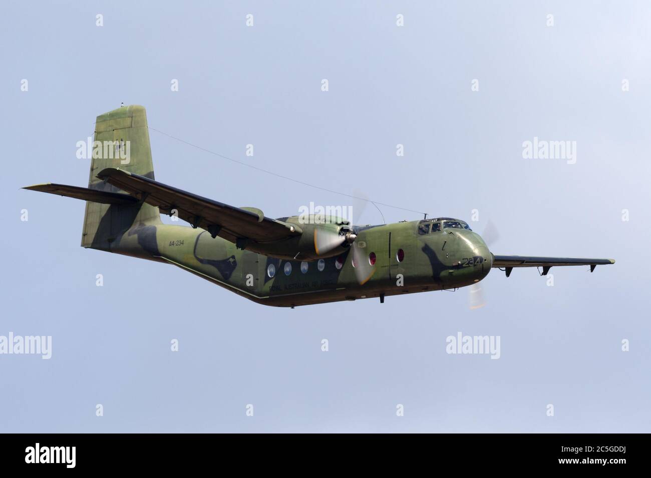 Ancien avion de transport tactique à deux moteurs Caribou de Havilland Canada DHC-4A VH-VBB (A4-234). Banque D'Images