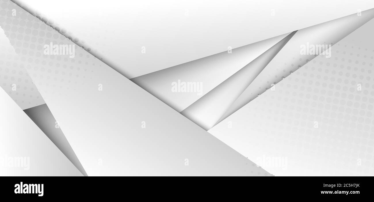 Résumé moderne futuriste blanc et gris dégradé de couleur fond géométrique avec demi-teinte. Vous pouvez utiliser pour le web de bannière, l'en-tête, la carte de visite, etc. V Illustration de Vecteur