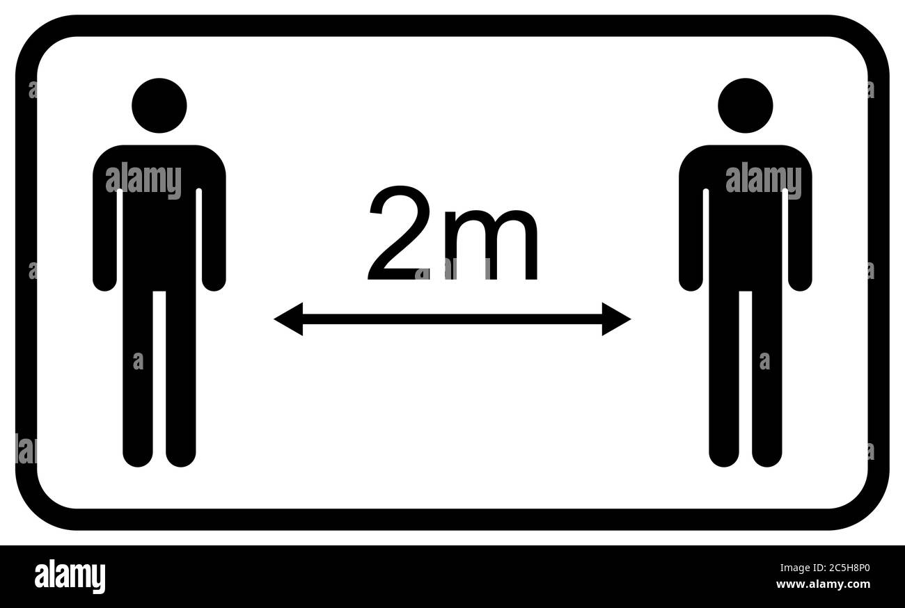 Vecteur d'icône de distance sociale isolé sur fond blanc. Alerte Covid-19 avec le signe homme, illustration vectorielle . Illustration de Vecteur