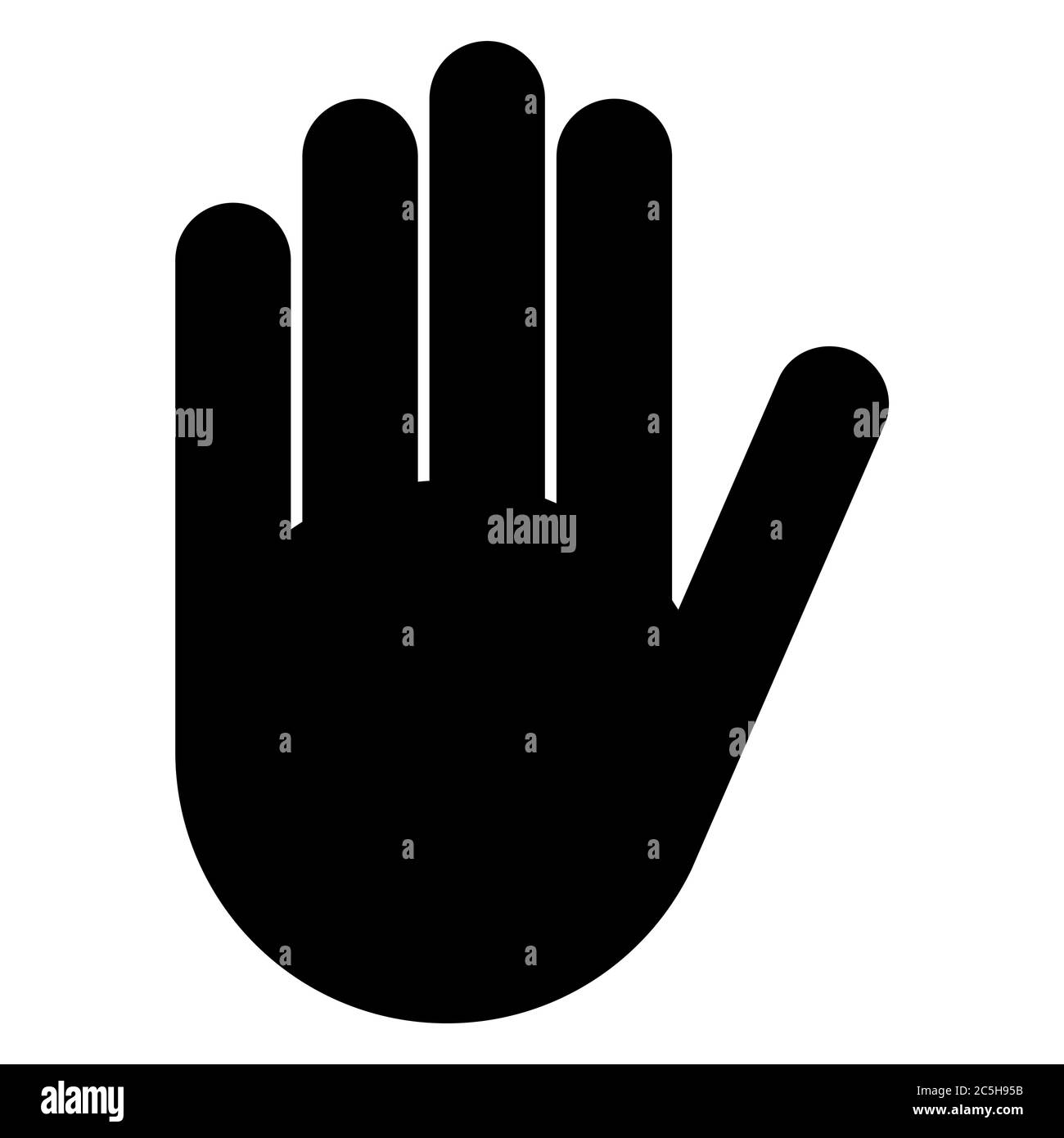 Symbole de la main d'arrêt, vecteur d'icône. Illustration du symbole unique de couleur rouge . Illustration de Vecteur