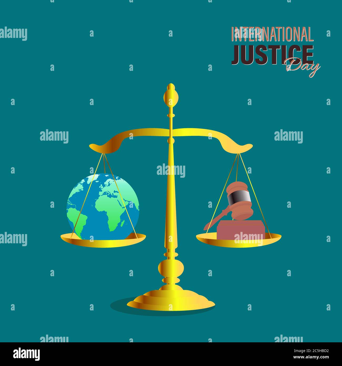 Illustration vectorielle pour la journée internationale de la Justice observée le 17 juillet. Affiche, carte ou bannière. Illustration de Vecteur