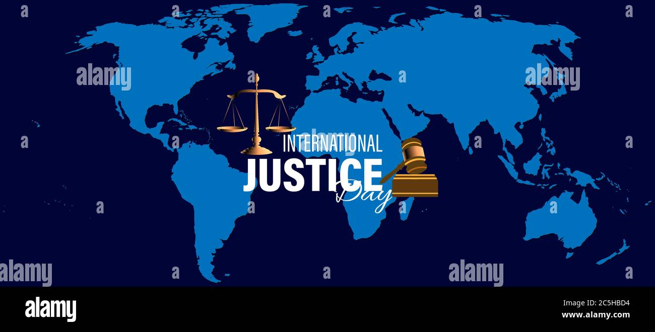 Illustration vectorielle pour la journée internationale de la Justice observée le 17 juillet. Affiche, carte ou bannière. Illustration de Vecteur