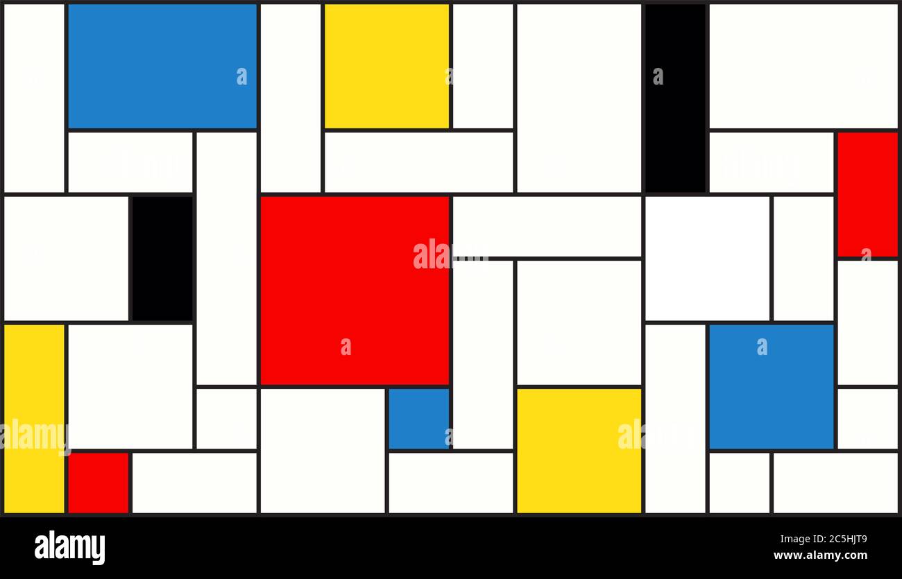 Motif imitation néoplasticisme (Piet Mondrian). Texture d'arrière-plan de grande taille. Fond d'écran. Banque D'Images