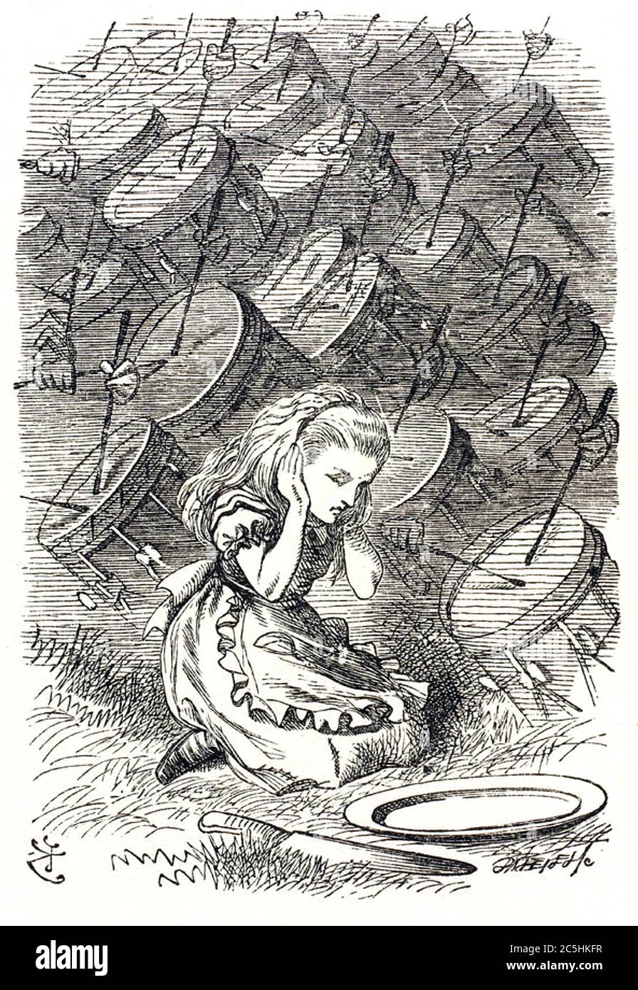 PAR LE VERRE À L'AIR ET CE QU'ALICE Y A TROUVÉ - 1871 roman de Lewis Carroll illustré par John Tenniel Banque D'Images