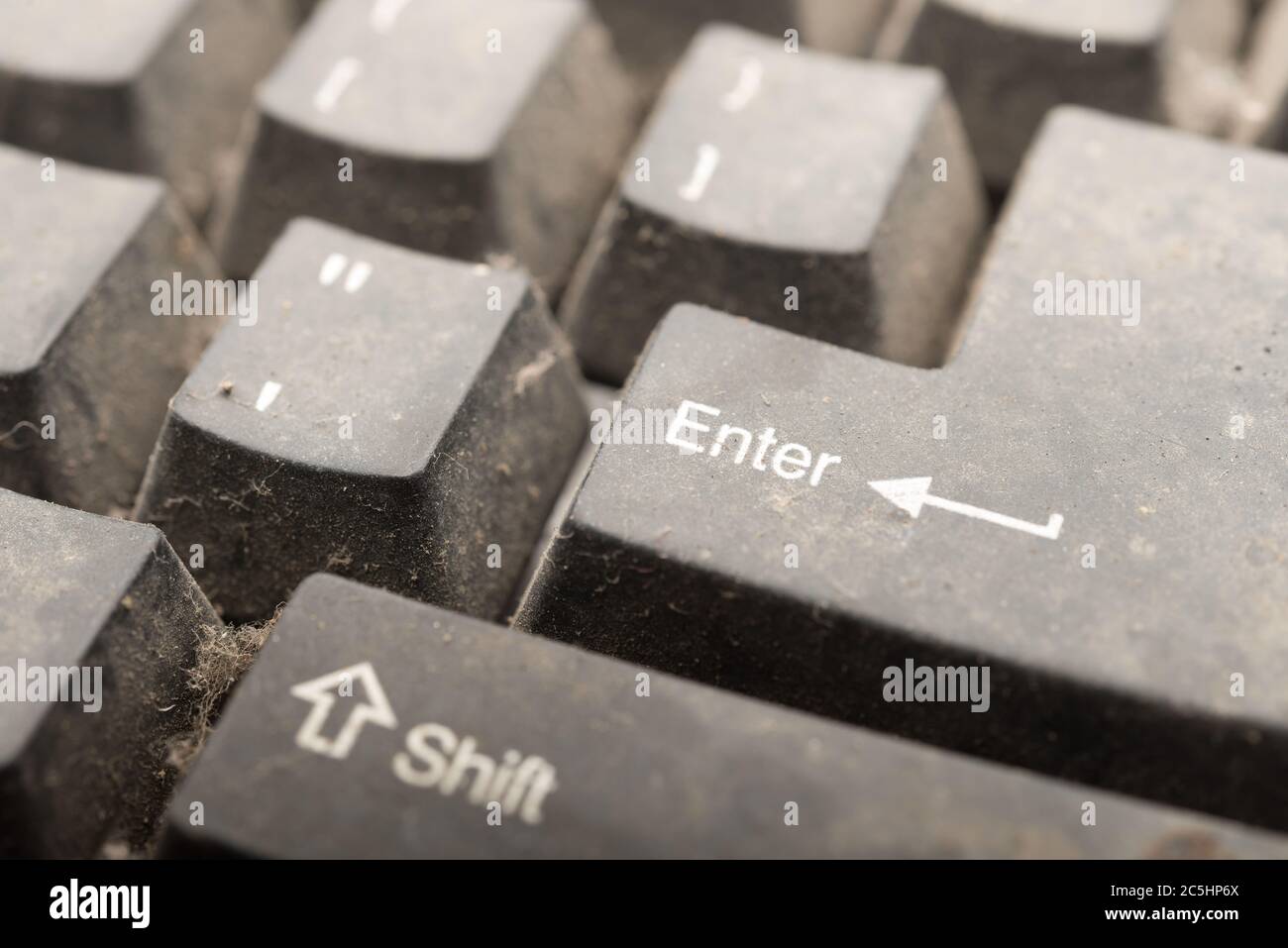 un clavier sale en gros plan Banque D'Images